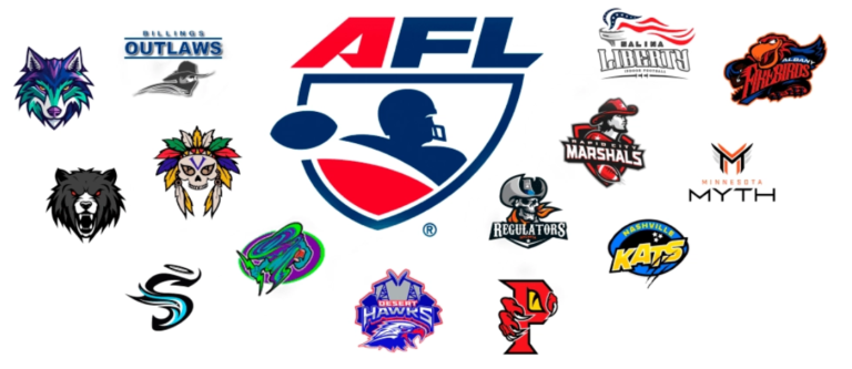 Screenshot from the Arena Football League's website that doesn't include the Georgia Force and Iowa Rampage's logos as of May 3